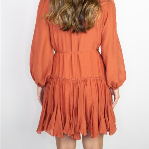 Rust Longsleeve Textured Dress - Picture 4 of 5